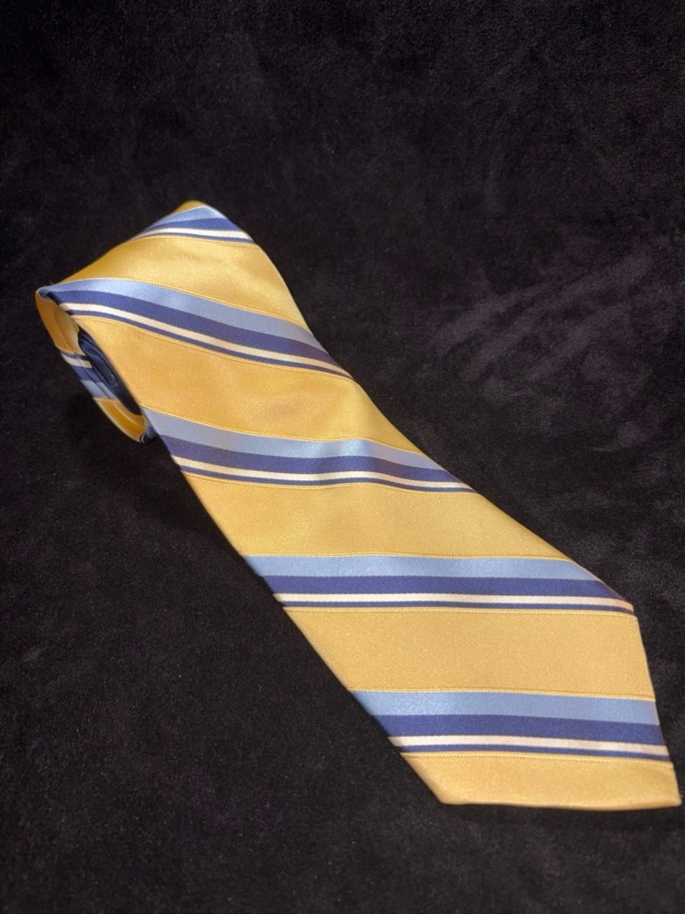 Vintage Tommy Hilfiger Mens Striped Silk Necktie OS Yellow Blue Preppy EUC